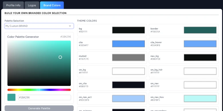Artist site colors