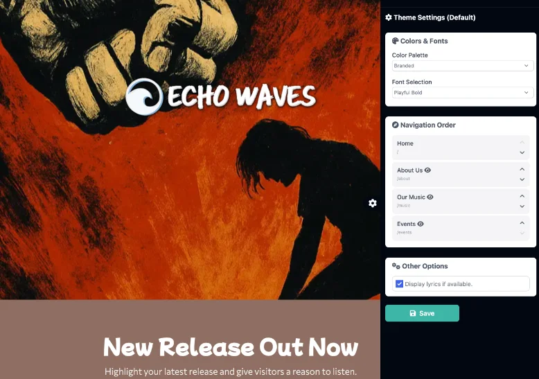 Band website easy to setup