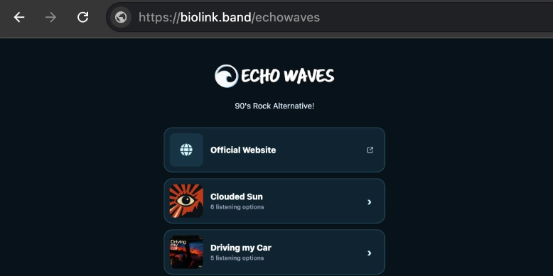 Artist-first biolink.band URL