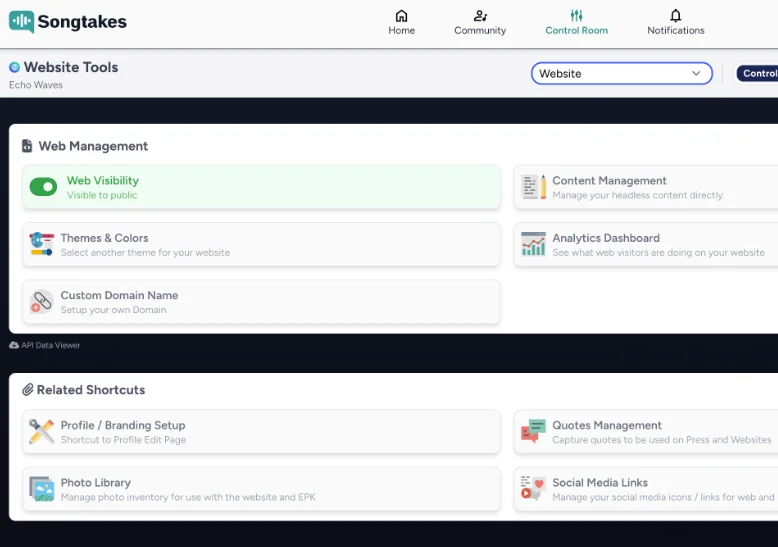 SongTakes platform interface