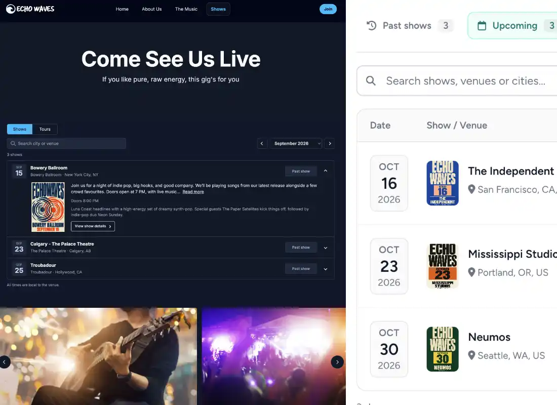 Tour pages