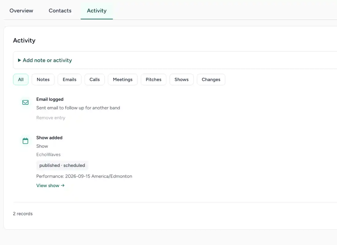 SongTakes website builder preview