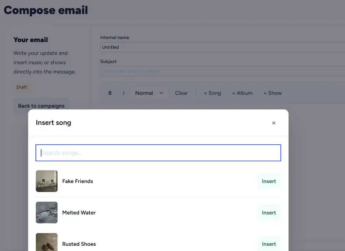 SongTakes website builder preview