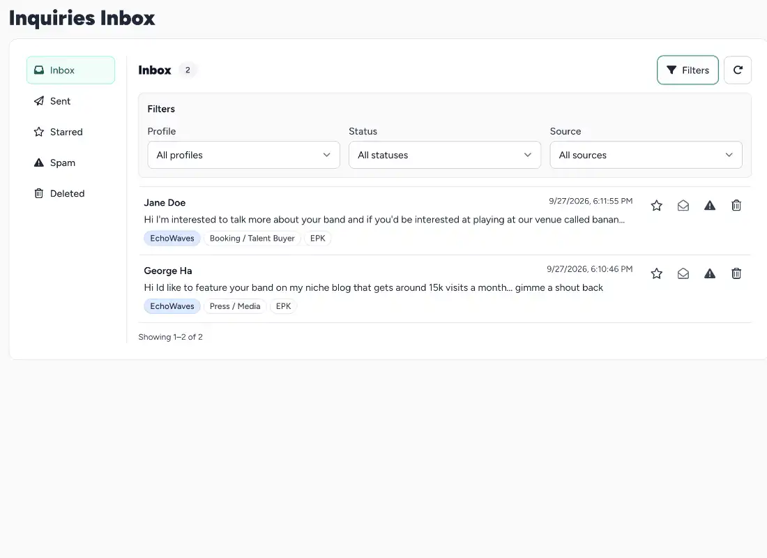 SongTakes website builder preview