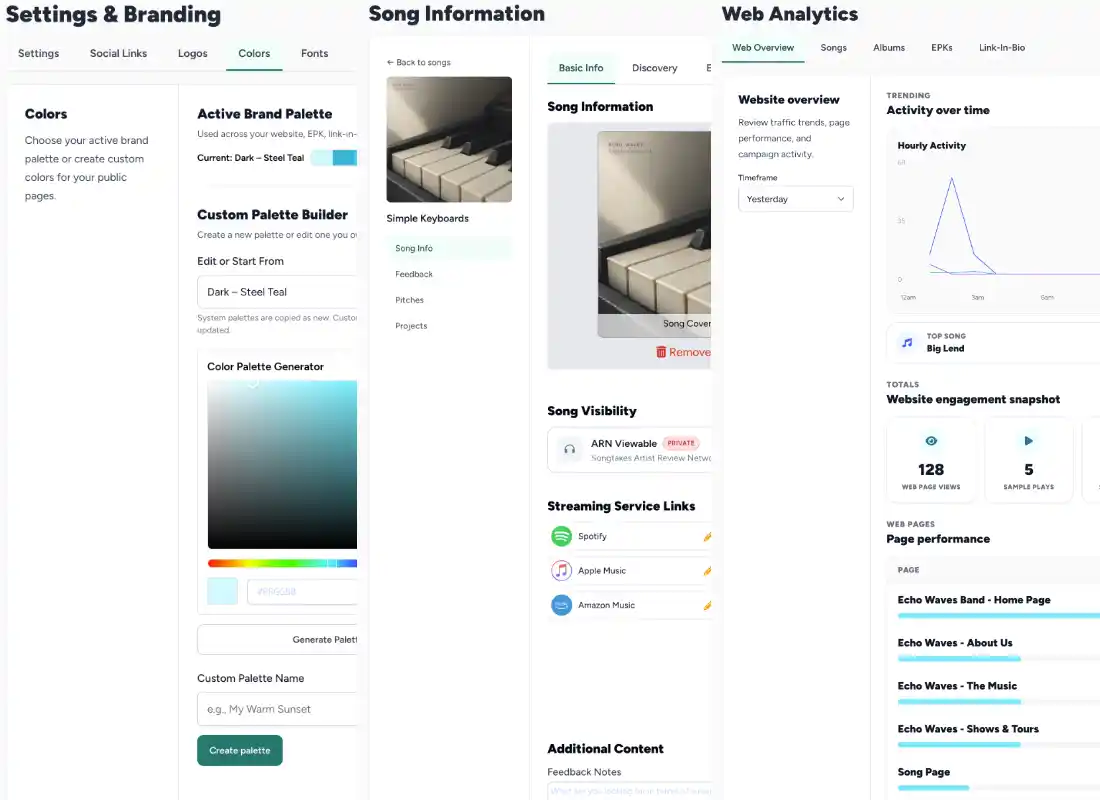 Artist site colors