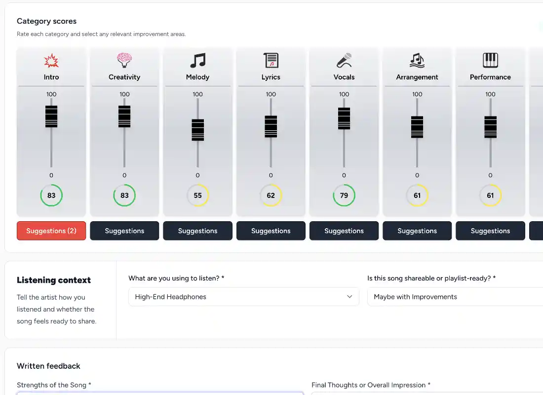 SongTakes website builder preview