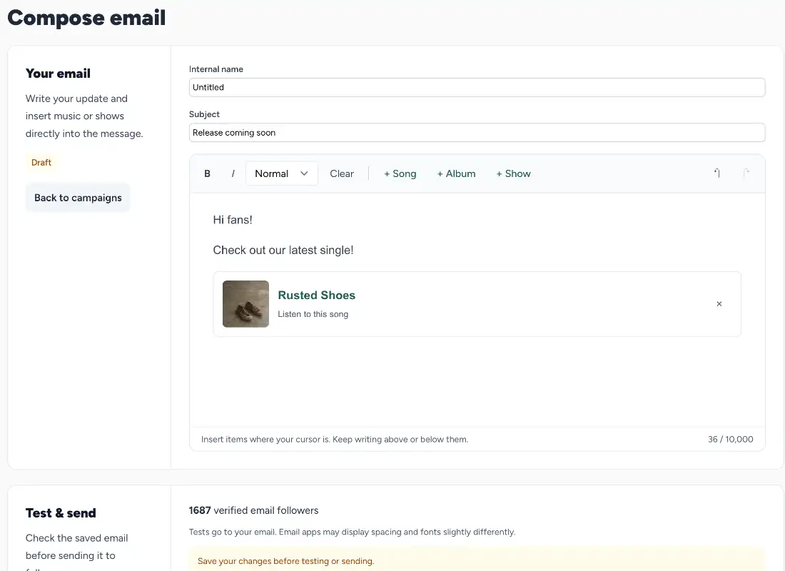 SongTakes website builder preview
