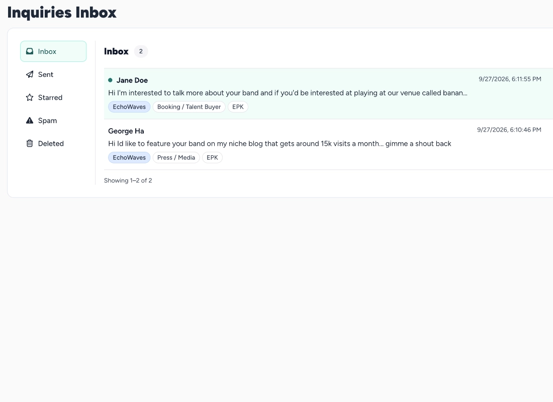 SongTakes website builder preview