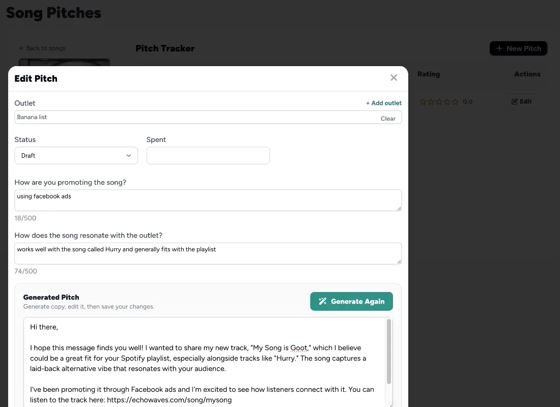 SongTakes website builder preview