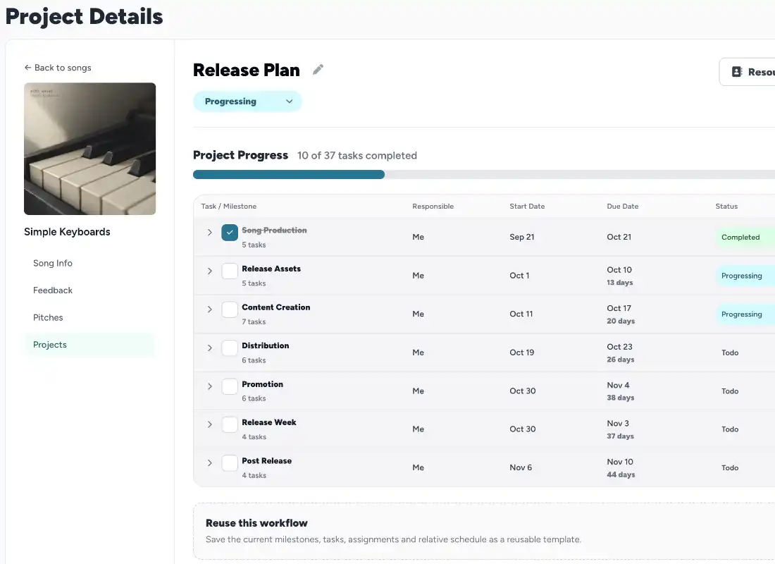 SongTakes website builder preview