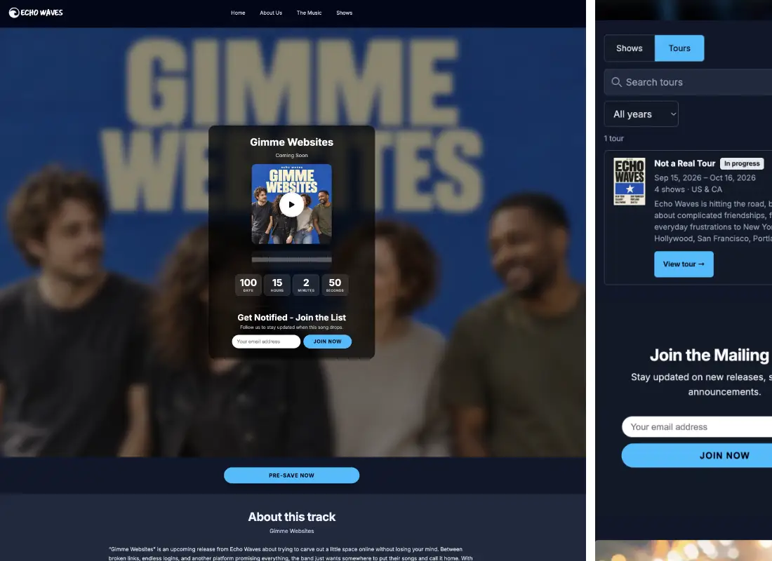 SongTakes band website builder