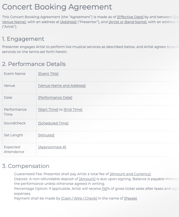 Concert Booking Agreement