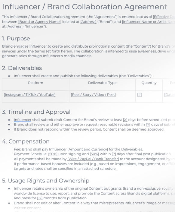 Influencer / Brand Collaboration Agreement