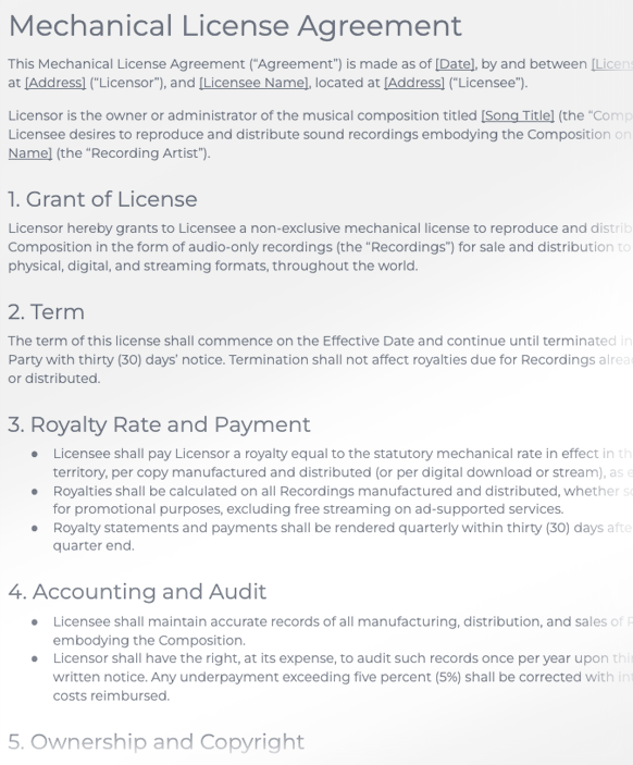 Mechanical License Agreement