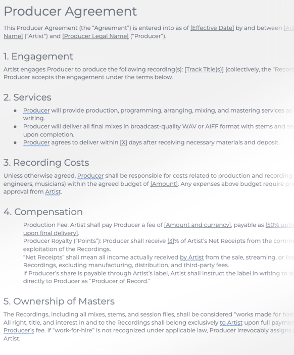 Producer Agreement