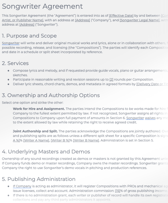 Songwriter Agreement